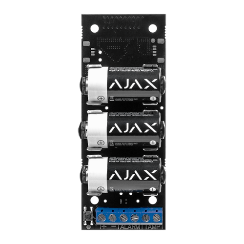 Interface radio pour l'intégration d'un dispositif de détection filaire sur  le  système  Ajax.  Equipée  d'une  antrée  d'alarme  et  d'une entrée  sabotage.  Communication  bidirectionnelle Ajax sans fils